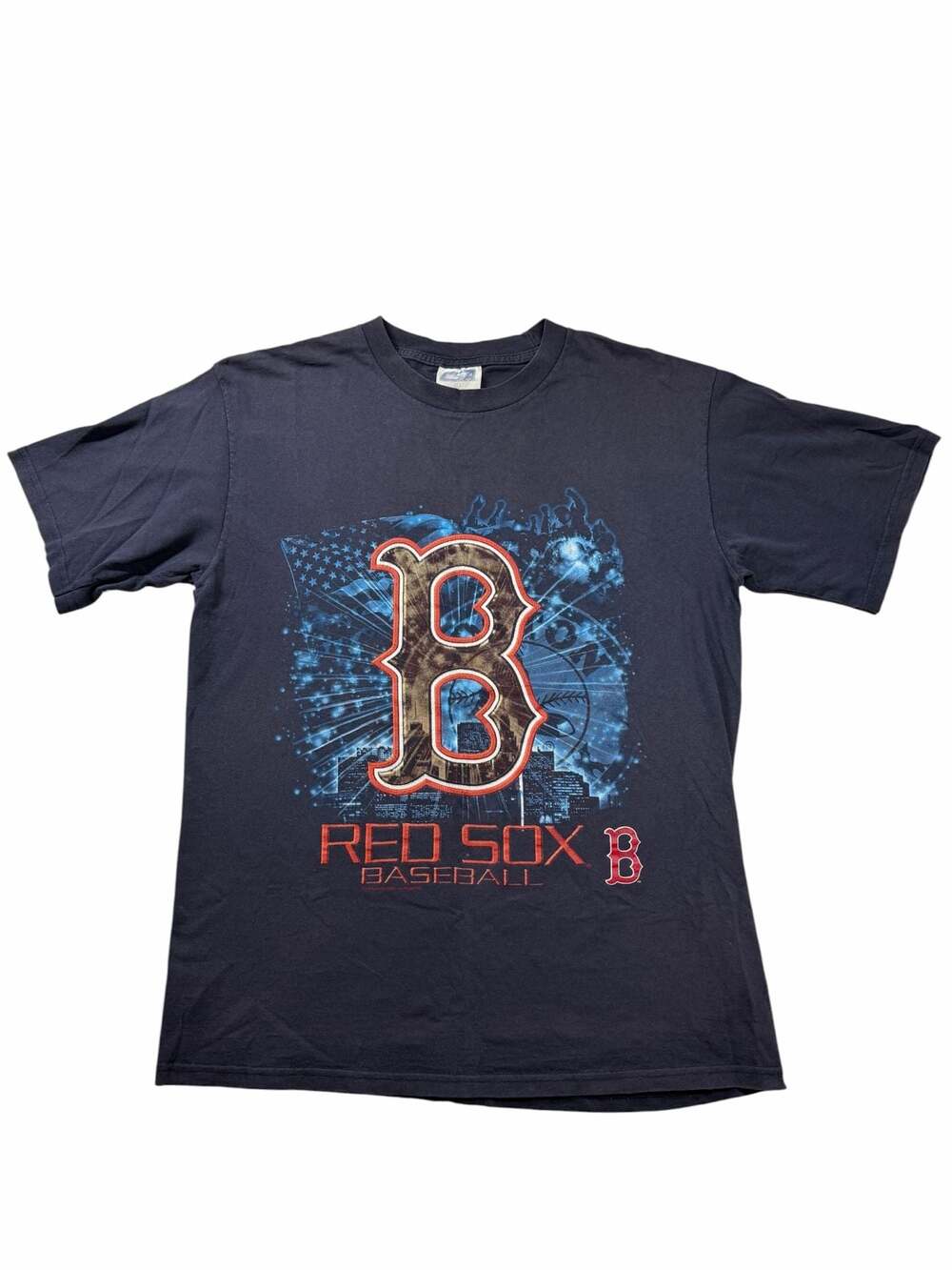 Vintage 2001 Boston Red Sox T Shirt Mens L Blue MLB Graphic Baseball USA CSA